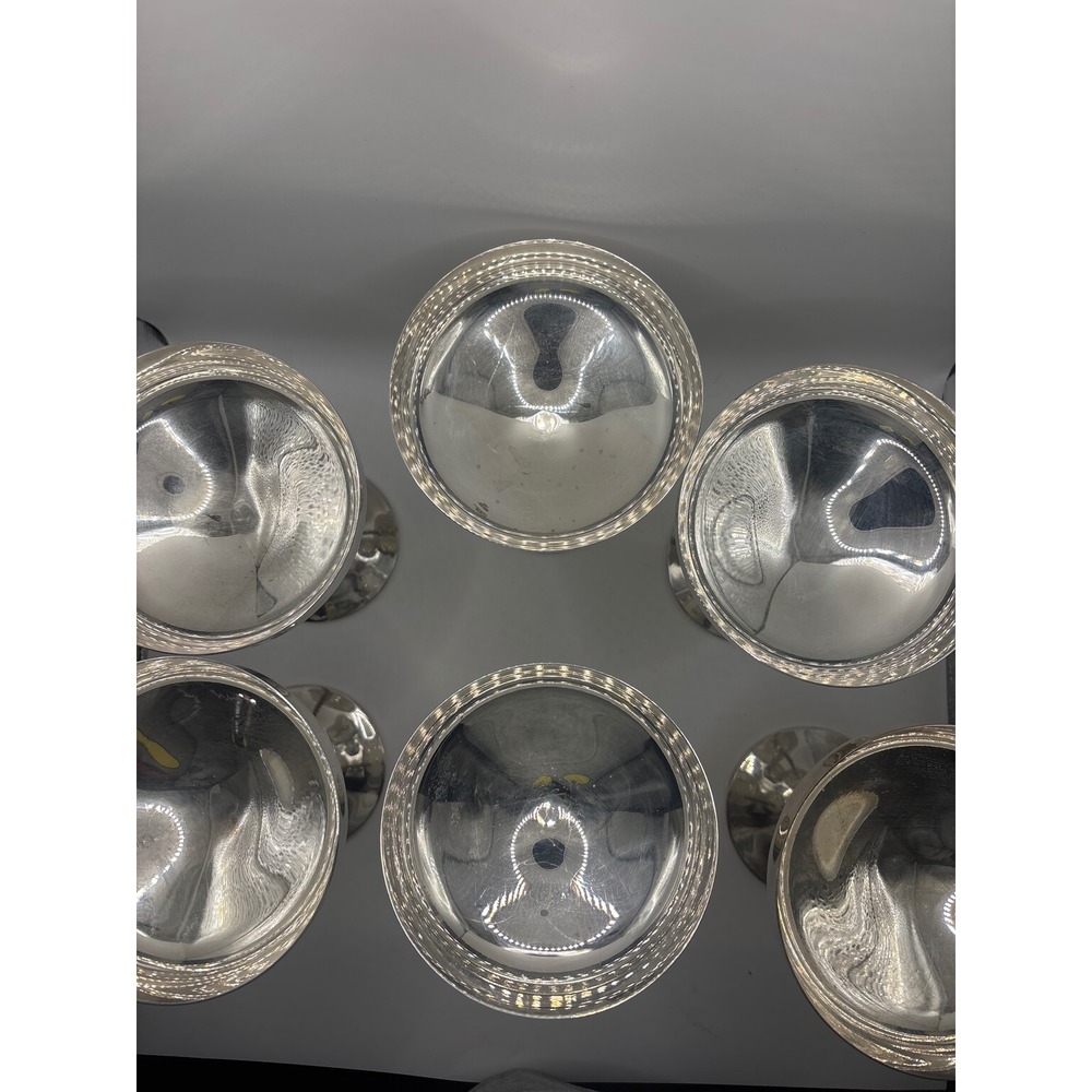 VTG FB Rogers Silver Co Champagne Coupe Glasses Set of 6 Rope Stem Silverplate - Picture 5 of 7
